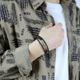 thumbnail image 3 of Men's Leather Cuff Bracelet Black Brown Multilayer Braided Rope Guitar Treble Clef Music Note Jewelry Bangle S01, 3 of 8