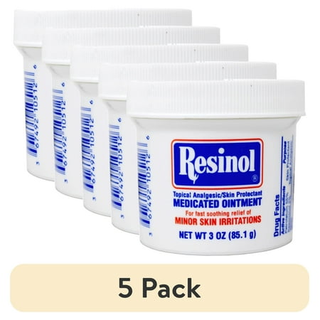 (5 pack) Resinol Medicated Ointment For Itch Relief And Protection Of Skin Rashes and Irritations, 3 Ounce Jar