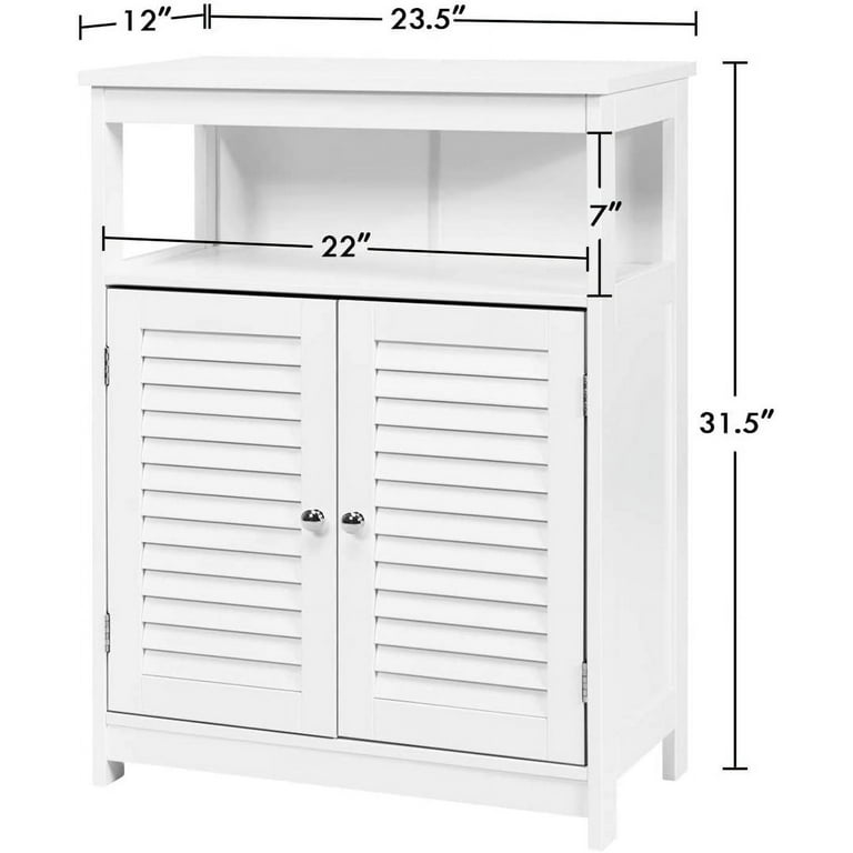 VASAGLE Bathroom Storage Floor Cabinet Free Standing with Double Shutter  Doors and Adjustable Shelf White 