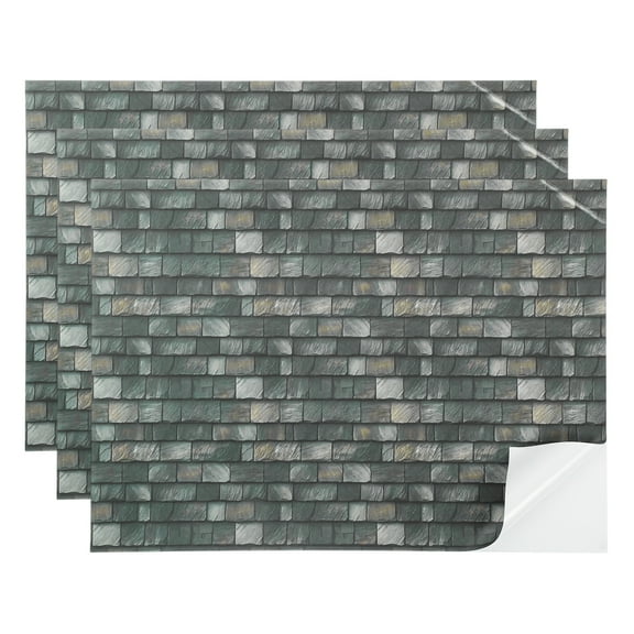 3 Pcs Dollhouse Wallpaper,1:12 Self-Adhesive Roof Shingle(Black Gray)