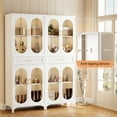 thumbnail image 5 of JHYKFG 75" Tall Kitchen Pantry Cabinet,Metal Storage Cabinets with 4 Glass Doors and 1 Drawer,Freestanding Display Cupboard for Dining Room,Living Room,Hallway,Bathroom,White, 5 of 9
