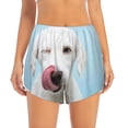 thumbnail image 2 of Picia Puppy Licks Nose Pattern Women's 2 in 1 Athletic Running Shorts High Waisted Workout Casual Gym Sweat Shorts with Comfy Liner Zipper Pockets-Small, 2 of 9