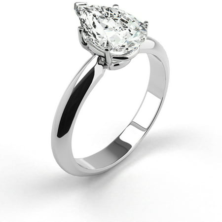 Platinum Diamond Engagement Ring Natural 1.07 Carat Weight Pear Shaped G