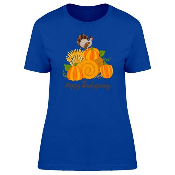 Turkey On Pumpkins Thanksgiving T-Shirt Women -Image by Shutterstock, Female XX-Large