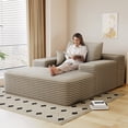 thumbnail image 5 of Leumius Oversized Chaise Lounge Chair Indoor Furniture, No Assembly Required, Plush Corduroy Upholstered Sofa Bed Cozy Sleeper Couch for Living Room, Bedroom, Camel, 5 of 8