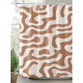 thumbnail image 2 of Abstract Lines Shower Curtain, Brown Water Ripple Modern Art Simple Style Waterproof Shower Curtain Set with 12 Hooks Lightweight Washable Fabric Shower Curtains for Bathroom 36x72 Inches, 2 of 6