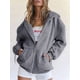 thumbnail image 5 of Sudaderas con Capucha y Cremallera para Mujer, Sudaderas Extragrandes, Conjuntos de Moda Escolar para Otoño, Chaquetas Informales, Ropa de Invierno Gris Oscuro S, 5 of 9