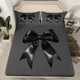 thumbnail image 2 of Feelyou Cartoon Black Bowknot Twin Sheet Sets for Kids, Princess Fairy Tale Twin Fitted Sheet, Kawaii Ribbon Flat Sheet, Ultra Soft Home Decor, 3pcs, 2 of 7