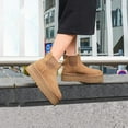 thumbnail image 3 of Botas de nieve de invierno para mujer, color negro y marrón, clásicas, con forro de piel sintética, sin cordones, color marrón, 8, 3 of 4
