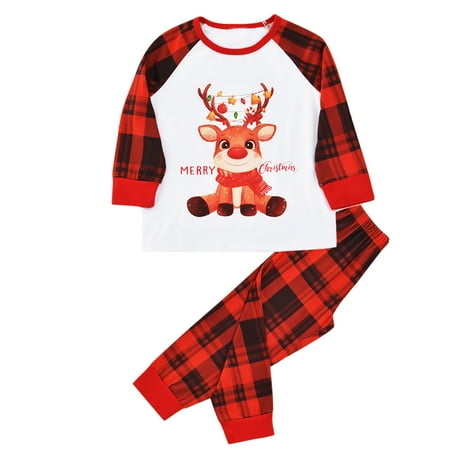 

Parent-child Warm Christmas Set Printed Home Wear Pajamas Two-piece Boy Set