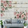 thumbnail image 4 of PRATYUS Rustic Pink Rose Tapestry, Country Floral Rose Flower on Retro Wooden Tapestry for Bedroom Aesthetic Vintage, Colorful Modern Farmhouse Plant Tapestry Wall Hanging for Living Room, 4 of 6