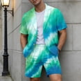 thumbnail image 2 of IWRICH Men's Short Sleeve Suit Sets Tie-Dye Formal Blazer Jacket and Shorts Wedding Party Business Casual Attire 06-Green S, 2 of 4