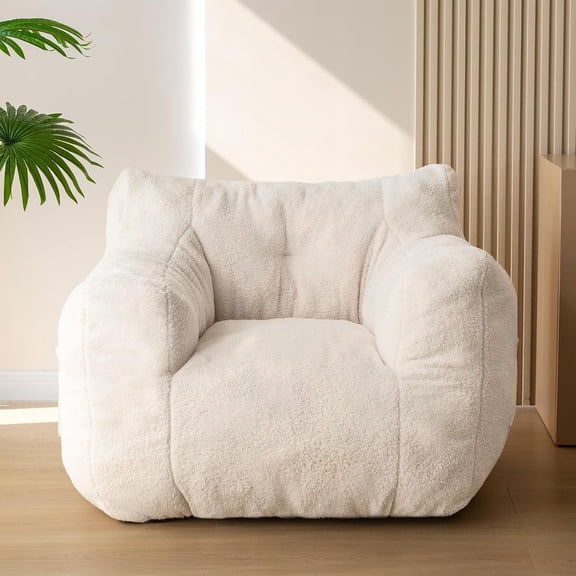 YANTONG Sherpa Bean Bag Chair, Boucle Tufted Bean Bag Couch, Living Room Bean Bag Chair for Adults Kids, Teddy Lazy Sofa Accent Chair with Pocket for Reading, Stuffed with Filler.