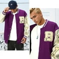 thumbnail image 4 of HISITOSA Mens Varsity College Jacket Baseball Bomber Jacket Vintage Sweatshirt Casual Unisex Streetwear Coats with Patch, 4 of 7