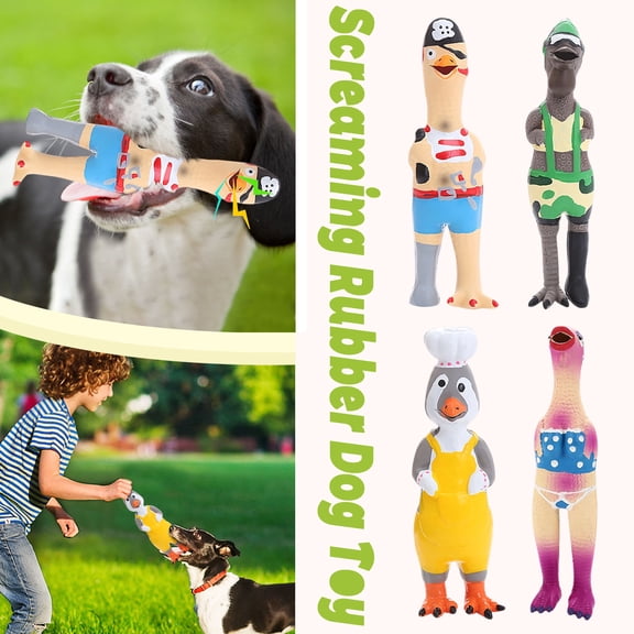 Screaming Rubber Chicken Dog Latex Squeaky Toy, Soft Rubber Chew Molar Dog Toys for Small Medium Dogs