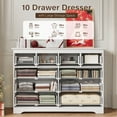 thumbnail image 2 of YouTrend 55.1" Wide Dresser for Bedroom, 10 Drawer Dresser with Large Drawers, Dresser for TVs Up to 65",White, 2 of 10