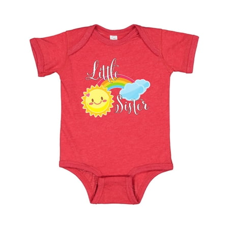 

Inktastic Little Sister- sun and rainbow Gift Baby Girl Bodysuit