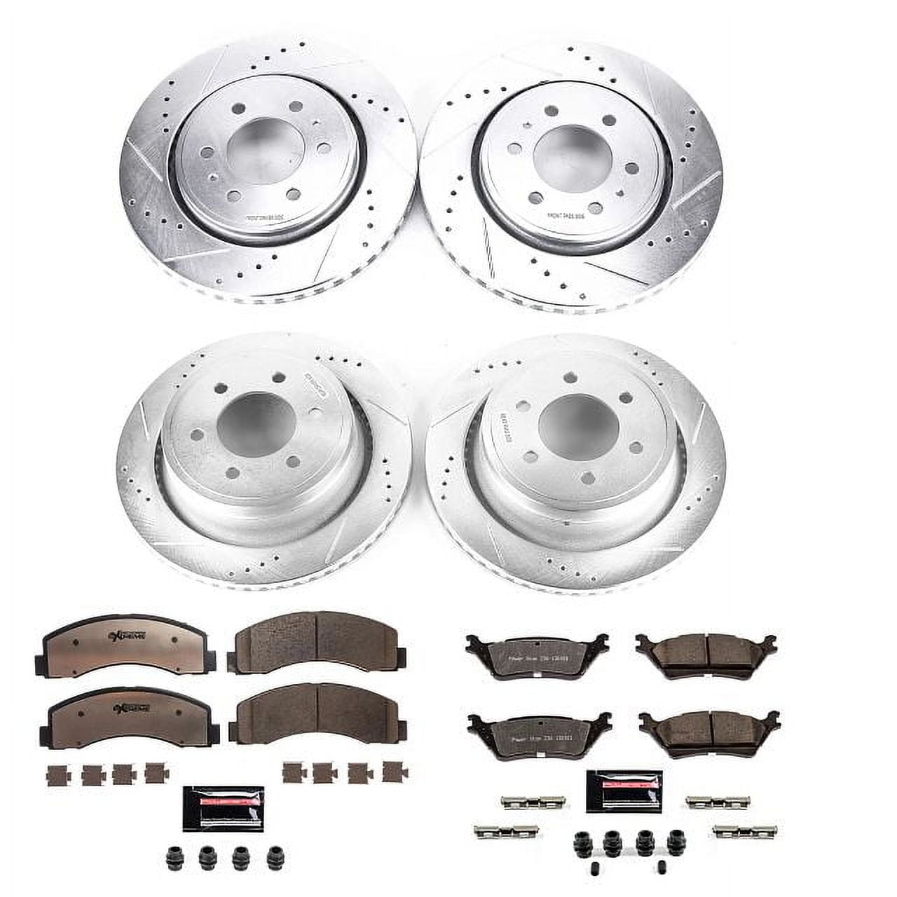 PowerStop Front and Rear Z36 Truck & Tow Carbon-Fiber Ceramic Brake Pad and Drilled and Slotted Rotor Kit Fits: FORD Select Models K6268-36