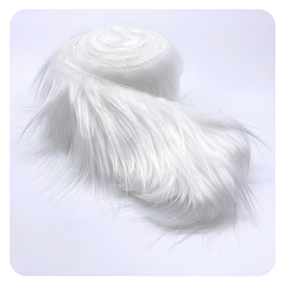 AUQ Craft Faux Fur Fabric Pre Cut Rolls -2"X60" Fur Ribbon Mohair Fabric Strips -White Faux Fur Super Soft and Fuzzy - Perfect for Crafts,Costumes & Decoration