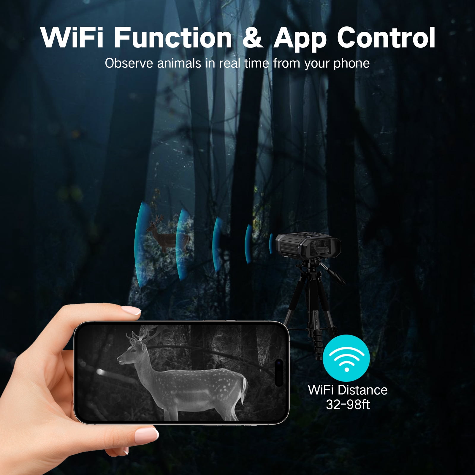 Night Vision Goggles - 4K Infrared Digital Binoculars with Full Color in Low Light, 32GB Memory Card, 5200mAh Rechargeable Battery, WiFi Connect & GPS Function for Hunting, Camping, and Fishing