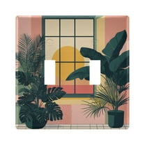 Yayeee Toggle Light Switch Wall Plate 2-Gang 4.56"x4.48" Decorative Outlet Cover, Pink Sunset