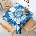 thumbnail image 2 of Blue White Tie Dye Spiral Pattern Square Tablecloth,Waterproof Square Table Cover,Wipeable Spillproof Washable Table Cover for Home Kitchen Party Decor 52"x52"(132x132cm), 2 of 6