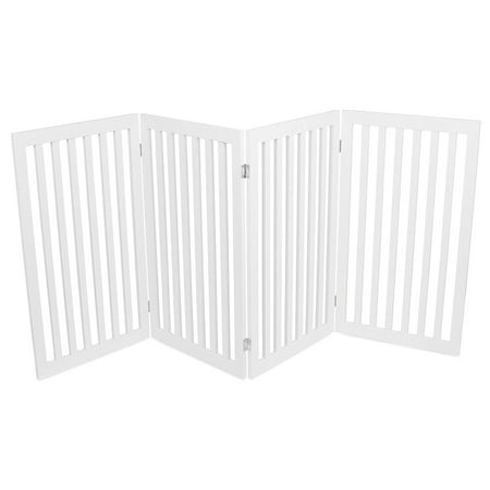 Internet's Best Traditional Pet Gate | 4 Panel | 36 Inch Tall Fence | Free Standing Folding Z Shape Indoor Doorway Hall Stairs Dog Puppy Gate | White |