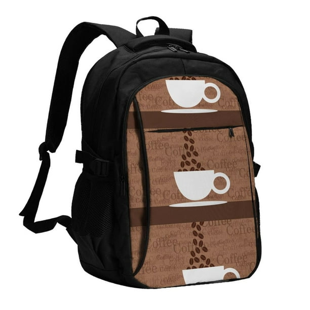 Fotbe Coffee Cafe Cup Mochila con Estampado y Puerto USB para Hombre y Mujer, Mochila Antirrobo, Mochila de Viaje, Mochila Escolar, Mochila Universitaria