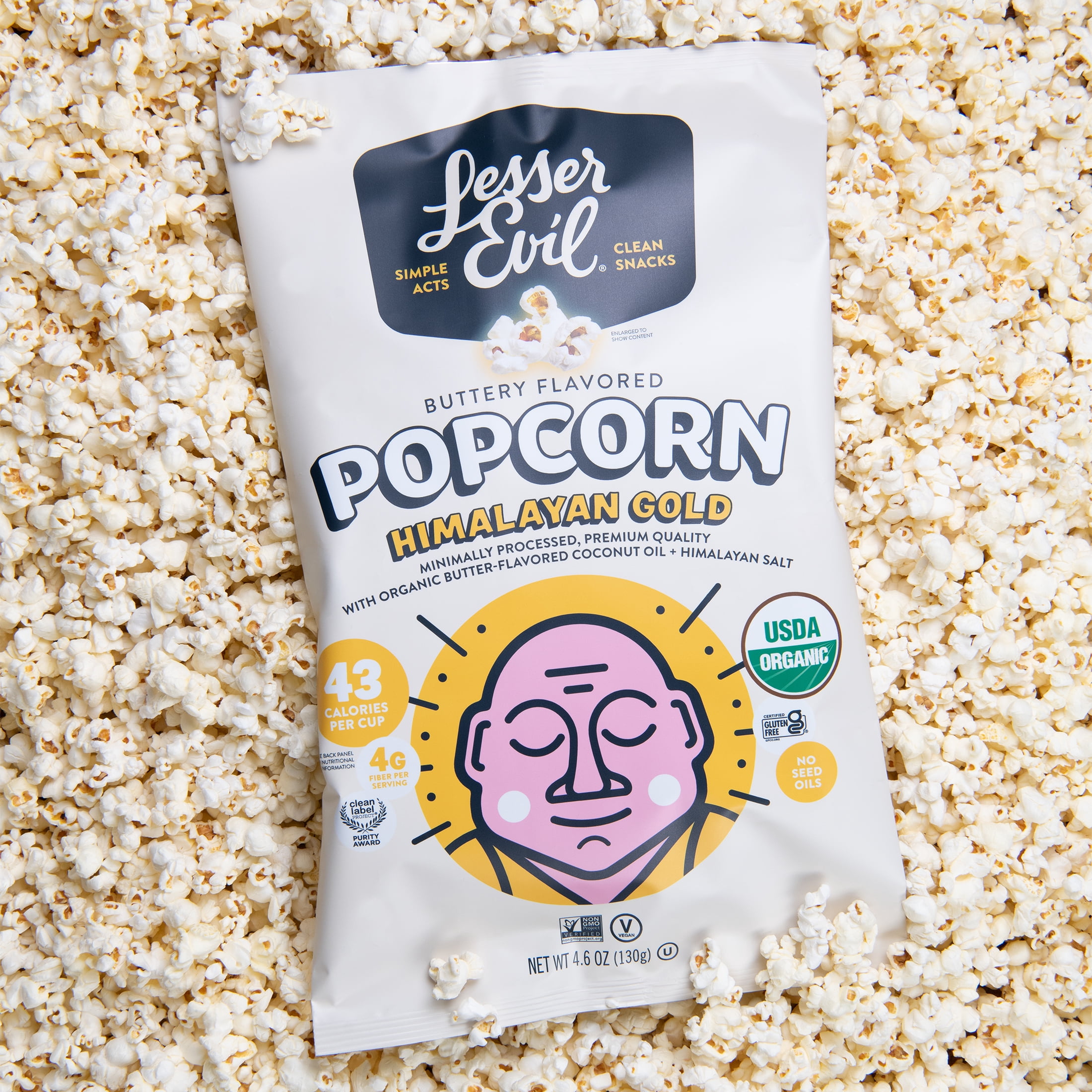(6 pack) LesserEvil Himalayan Gold Organic Popcorn, 4.6 oz