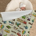 thumbnail image 6 of Terwex Personalized Crib Bedding Set,Custom Baby Bedding Set with Name,3 Pcs Trains & Buses Baby Crib Set for Boys Girls,Double Layer Blanket,Fitted Sheet,Pillowcase,Gifts for Toddlers, 6 of 7