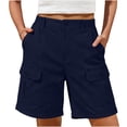 thumbnail image 1 of Short Bermuda pour Femmes Taille Confortable Longueur Genou Short Cargo Décontracté Ample Short d'Été, TG, 1 of 6