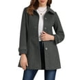 thumbnail image 1 of Abrigos de invierno para mujer INSPIRE CHIC con cuello Peter Pan y cierre de botón en la parte delantera, S Gris oscuro, 1 of 5