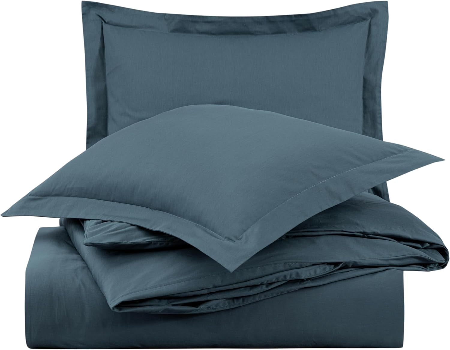 Chezmoi Collection Solid China Blue 100% Cotton Duvet Cover Set Queen Size, 3-Piece Luxury Soft Breathable Smooth Cooling 250TC Cotton Twill Comforter Cover with Button Closure
