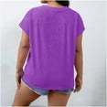 thumbnail image 5 of BXINGOHAI Women's Plus Size Tunic Top Short Sleeve Casual Summer Blouse Flowy Swing Flare Tops Loose Fit Shirt Purple,XL, 5 of 7