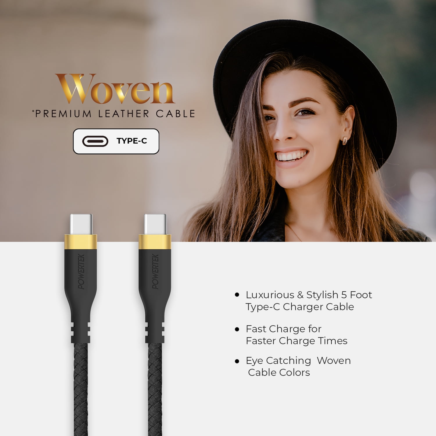 Liquipel Powertek Woven USB-C to USB-C - Black