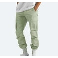 thumbnail image 2 of Dezsed Men's Loose Cargo Work Pant Clearance Men Solid Casual Multiple Pockets Outdoor Straight Type Fitness Pants Cargo Pants Trousers Green M, 2 of 8