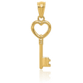 thumbnail image 3 of 14K Solid Yellow Gold Heart Key Necklace Chain Pendant Charm, 3 of 8