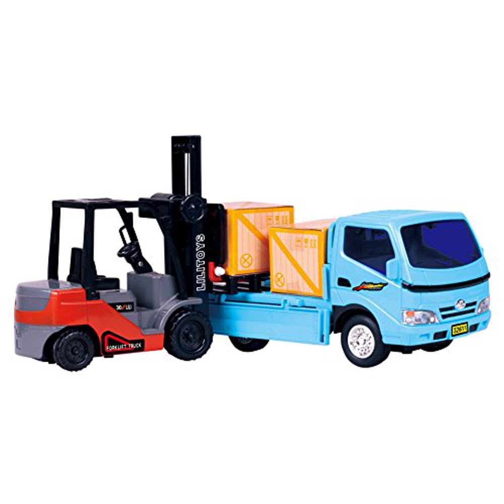 Powertrc Friction Powered Truck & Forklift Playset Toy Collection Desk