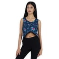 thumbnail image 1 of Moomaya Printed Tassels Crop Top For Womens Summer Button Down Sleeveless Blouse, 1 of 7