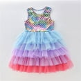 thumbnail image 5 of WIBACKER Mermaid Toddler Tutu Dress Girls Fluffy Tiered Summer Dresses Cute Party Tulle Sundress for Kids 3-7Y, 5 of 7
