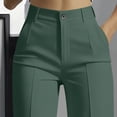 thumbnail image 4 of LEAVINGSUO Dress Pants for Women Business Casual Women's Solid High Waist Hanging Straight Tube Temperament Suit Pants With Pockets Green XL, 4 of 7