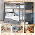 thumbnail image 2 of LAZZO Twin Over Twin Bunk Bed with 2 Storage Drawers, Convertible Wood Bunk Bed Frame with Ladder and Full-Length Guardrails, Gray, 2 of 9