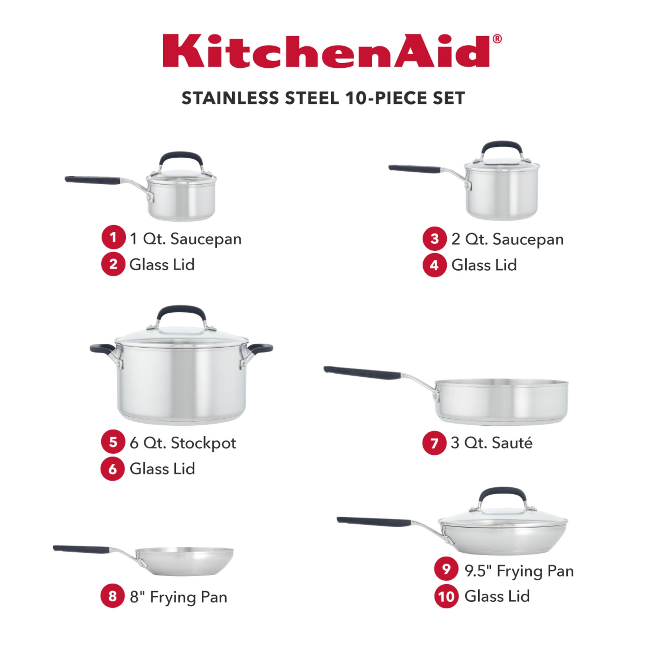 KitchenAid Architect® Stainless Steel 10-Pc. Cookware Set, Created