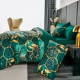 thumbnail image 3 of RYNGHIPY 3-Piece Twin Comforter Set Honeycomb Geometric Marble Green Gold Bedding Set Twin Size Hexagon Gold Trim Print Water Ripple Pattern for All Season (Green Twin), 3 of 10