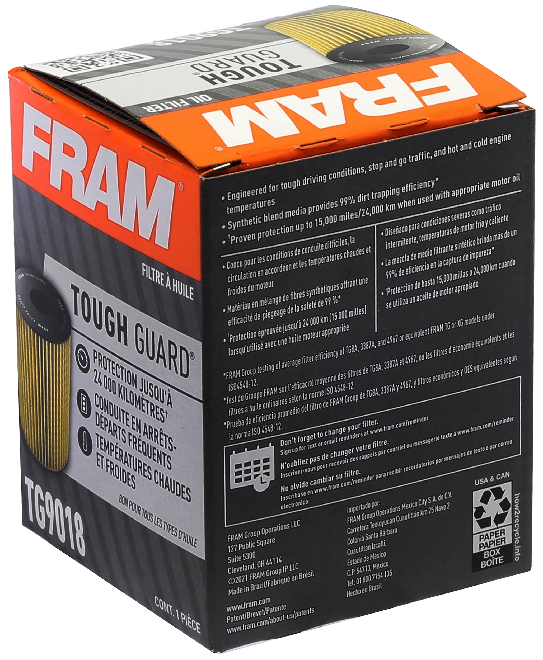 FRAM Tough Guard Filter TG9018, 15K mile Change Interval Oil Filter Fits select: 2010-2017 CHEVROLET EQUINOX, 2004-2014 CHEVROLET MALIBU