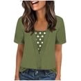 thumbnail image 2 of Two-Piece Look T-Shirt for Women Short Sleeve Crewneck Polka Dot Patchwork Faux Cardigan Style Loose Fit Casual Soft Graphic Daily Lightweight Top, 2 of 5