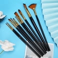 thumbnail image 4 of Juego de pinceles de pintura con cerdas de nailon, mango de madera en forma de abanico, plano, mezclado con muchos cabezales, suministros de pintura al óleo acrílica, 10 Uds., 4 of 5