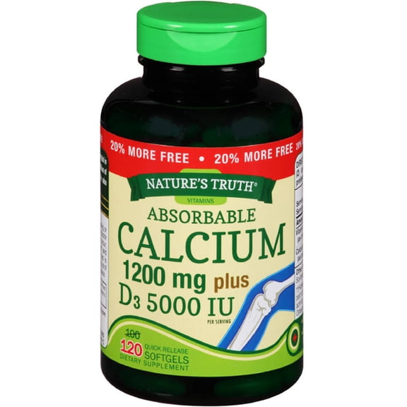 Nature's Truth Calcium 1200mg D3 5000 IU Softgels 120 ea (Pack of 2)