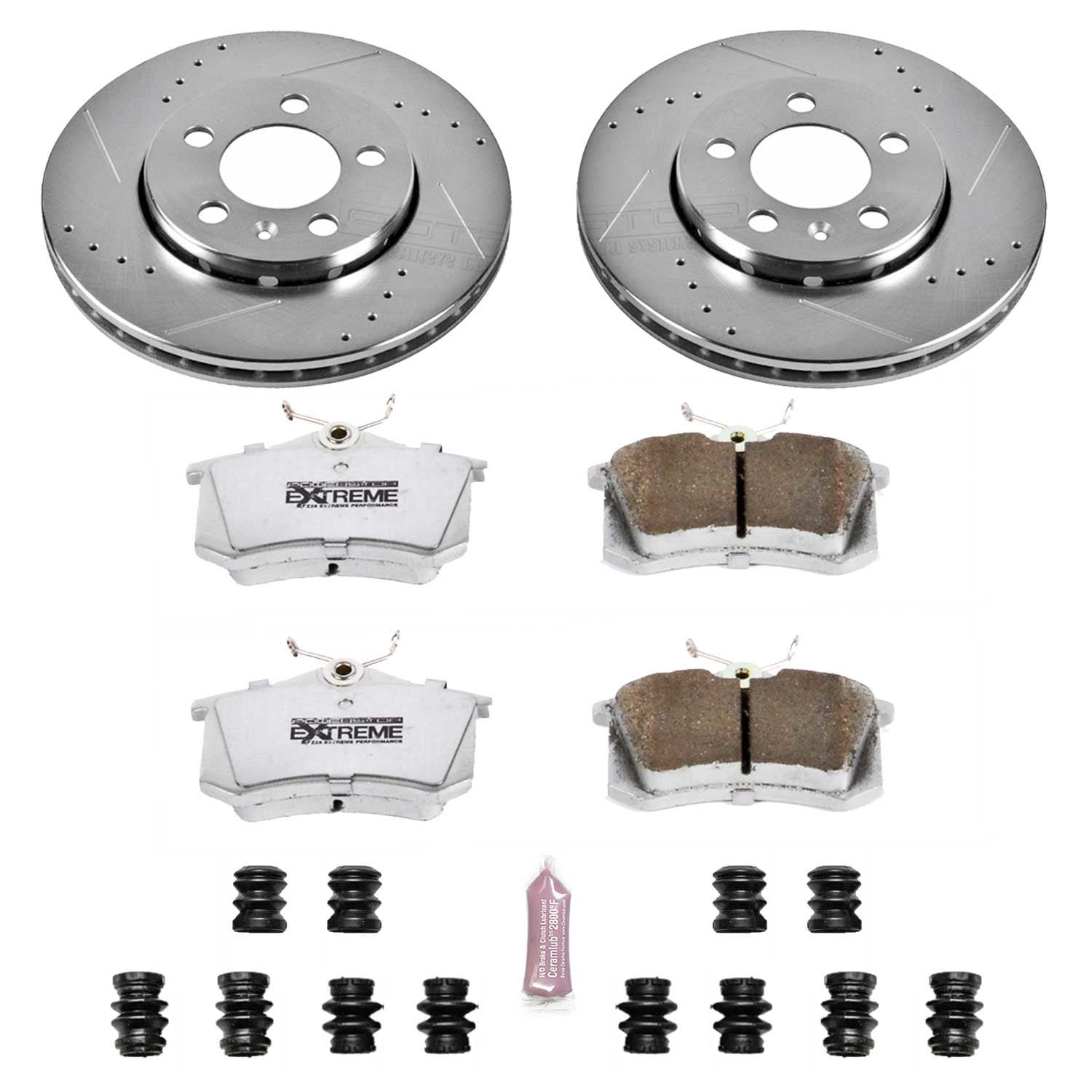 PowerStop Rear Z26 Street Warrior Carbon-Fiber Ceramic Brake Pad and Drilled and Slotted Rotor Kit Fits: AUDI VOLKSWAGEN Select Models K920-26