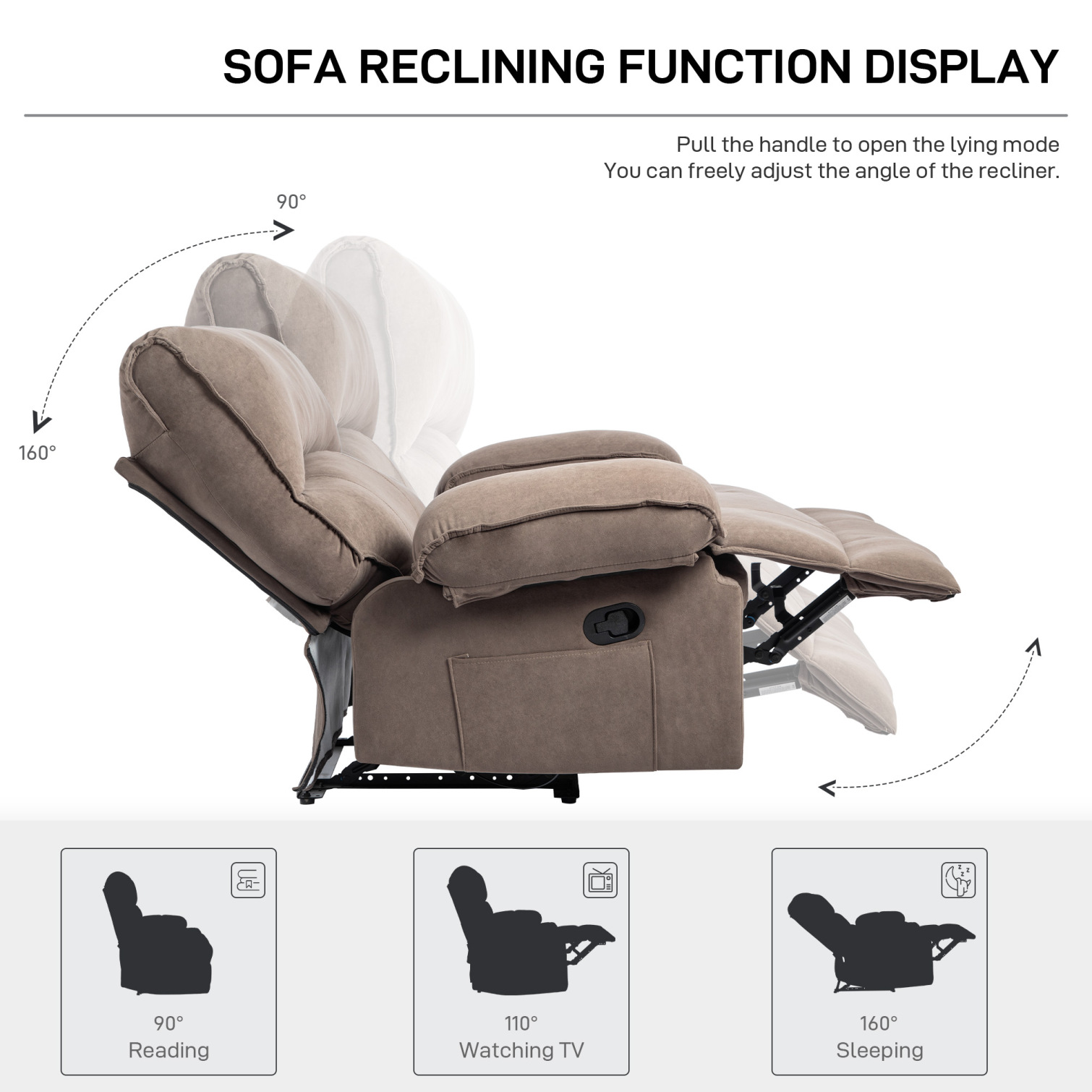 Oversized Recliner Chair, Large Wide Seat Manual Comfortable Recliner with Pockets,Recliner Chair Lounge Chair for Adults Living Room, 350 lb Weight Capacity, Brown